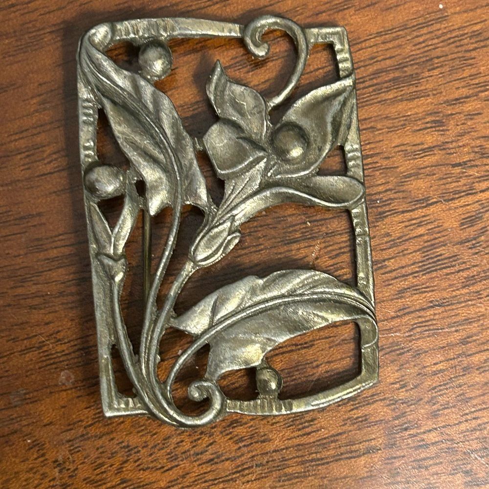 Beautiful Vintage Floral Georg Jensen Inspired Brooch  #295  Silver